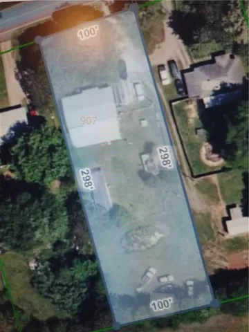 an aerial view of a house