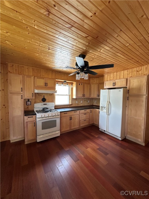 860 Allens Lake Road Dillwyn, VA 23936 - Photo 34 of 47 Kitchen featuring white appliances, wood ceiling,
