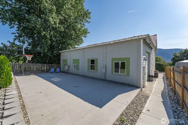 a view of a house with a patio