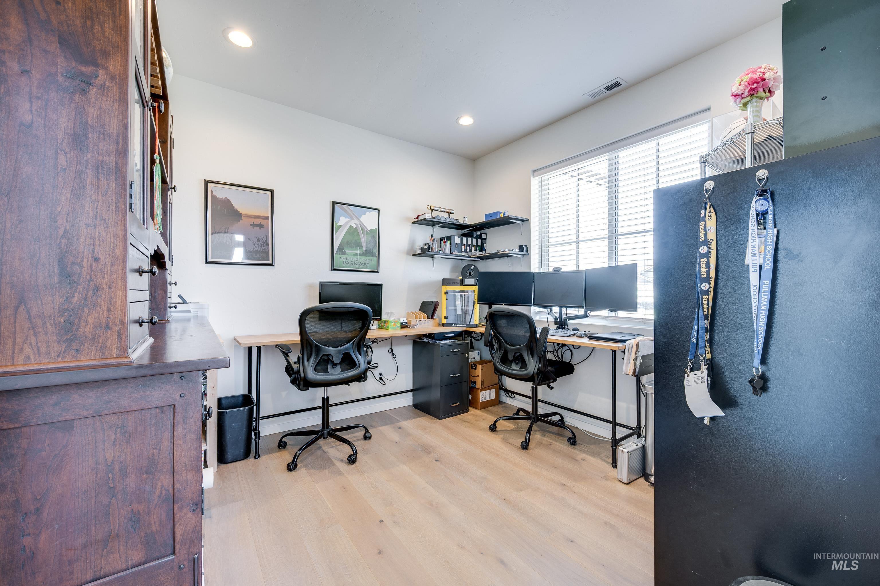 1325 Southwest Panorama Drive Pullman, WA 99163 - Photo 5 of 48 Office area featuring light wood-style floors and recessed lighting