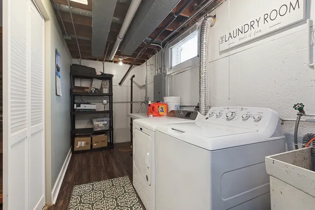 a utility room with dryer and washer