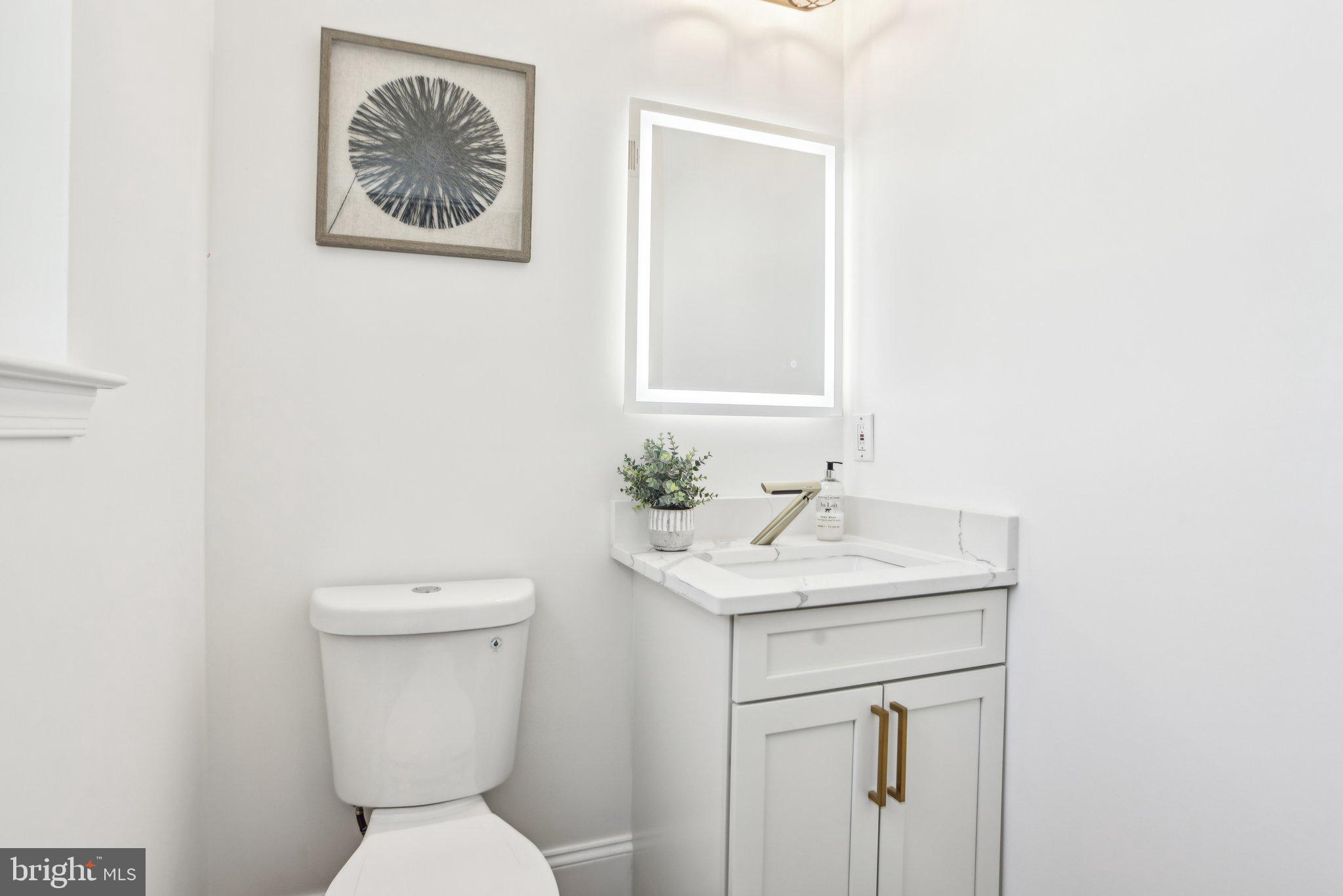 322 56th Street Northeast Washington, DC 20019 - Photo 38 of 57 a bathroom with a toilet sink and mirror