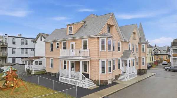 a view of a big building with many windows