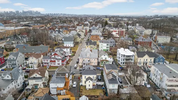 an aerial view of a city