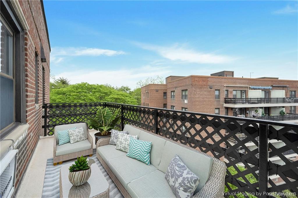 620 Pelham Road, Unit 6J New Rochelle, NY 10805 - Photo 19 of 26 a view of a terrace with couches and wooden floor