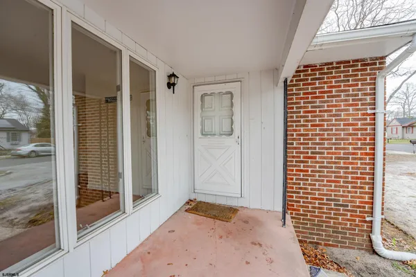 a bedroom with a door