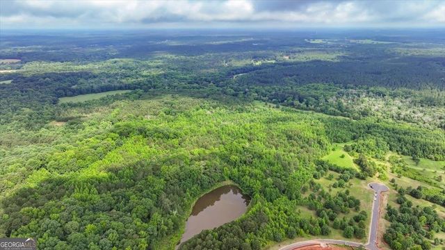 a view of a garden with a building