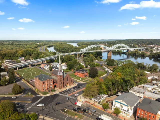 an aerial view of a city