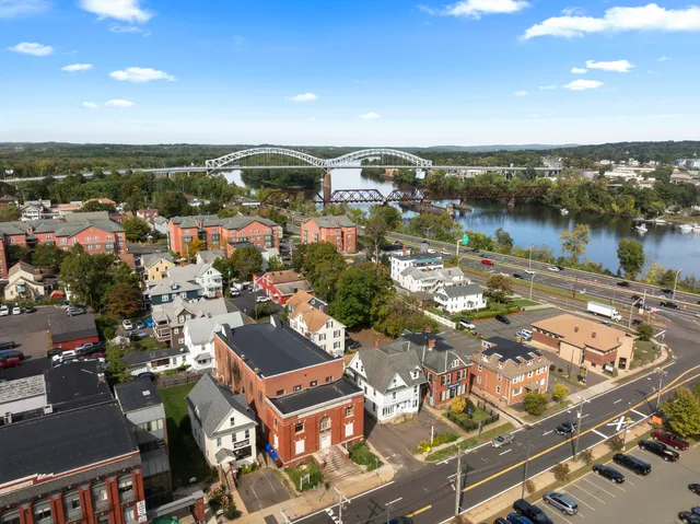 an aerial view of a city