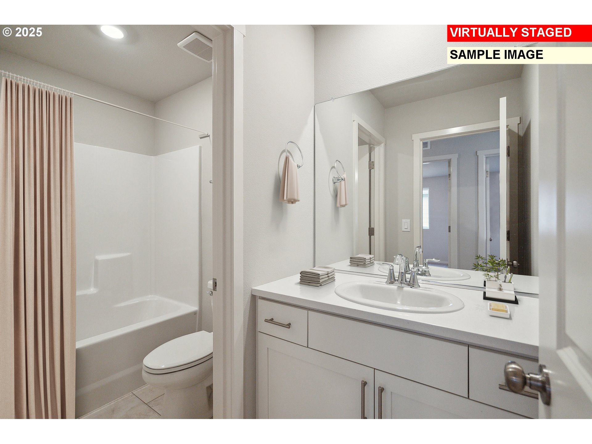 714 Merriott Lane Woodburn, OR 97071 - Photo 11 of 26 a bathroom with a sink a toilet and shower