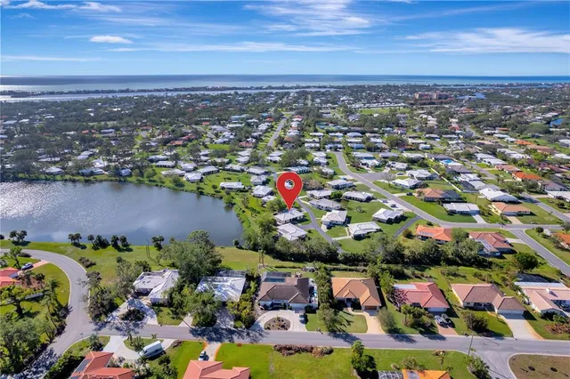 an aerial view of a house