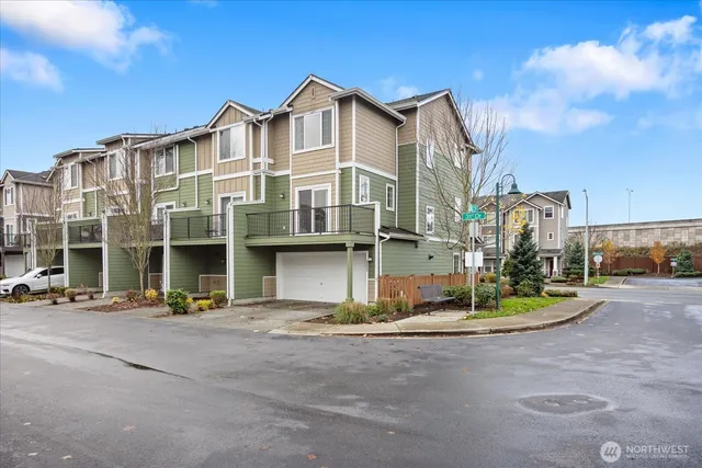 a front view of a building with street view