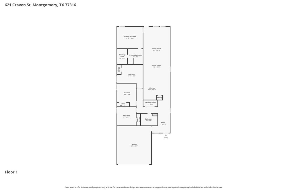 621 Craven Street Conroe, TX 77316 - Photo 2 of 16 a picture of a floor plan