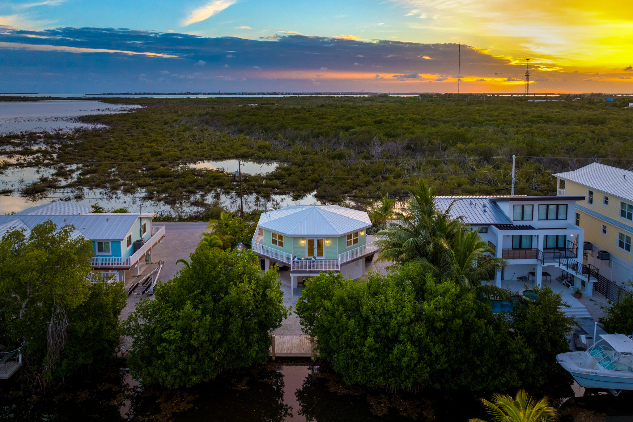 273 Indies Road Summerland Key, FL 33042 - Photo 1 of 36 Sunset Aerial w/ Views of Salt Ponds