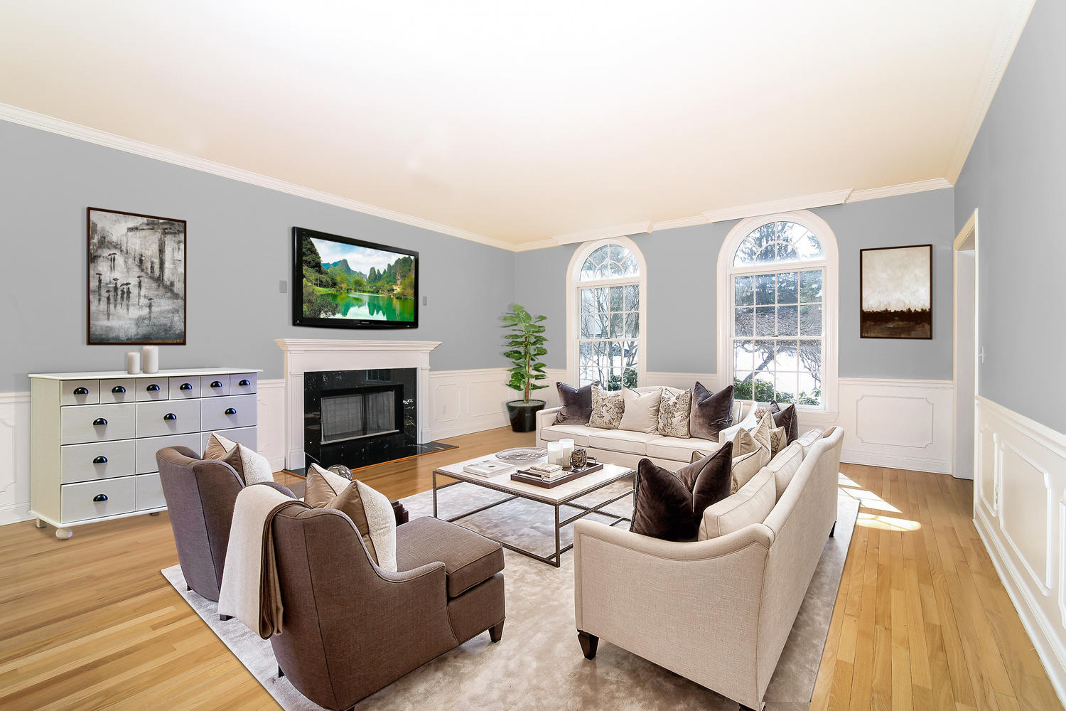 152 Old Studio Road New Canaan, CT 06840 - Photo 13 of 35 a living room with furniture and a fireplace