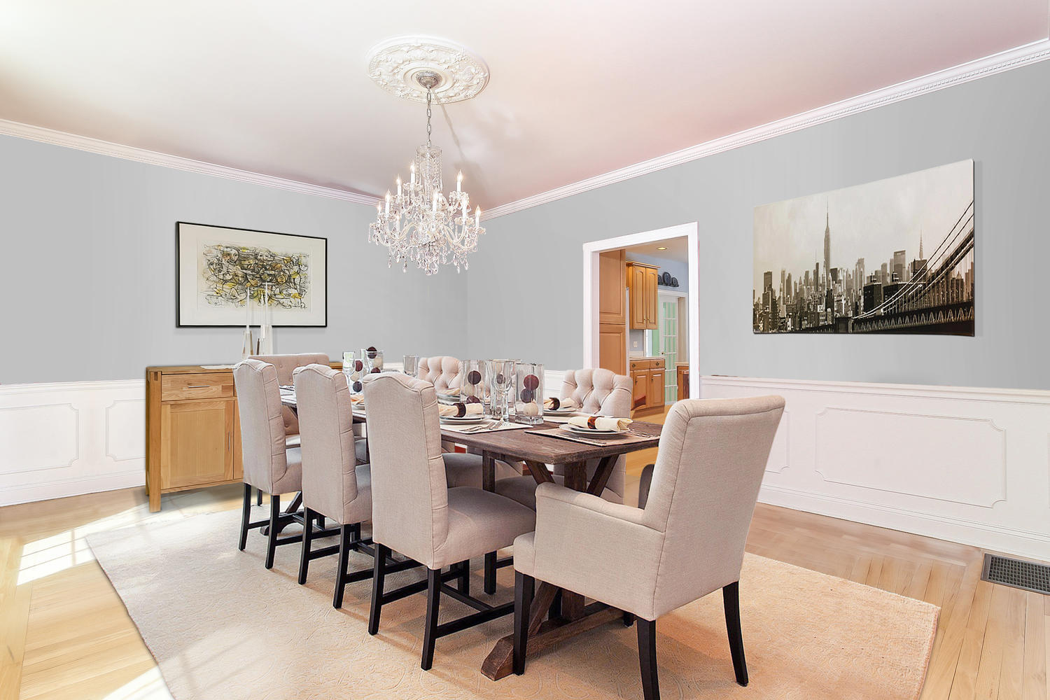 152 Old Studio Road New Canaan, CT 06840 - Photo 10 of 35 a view of a dining room with furniture and chandelier