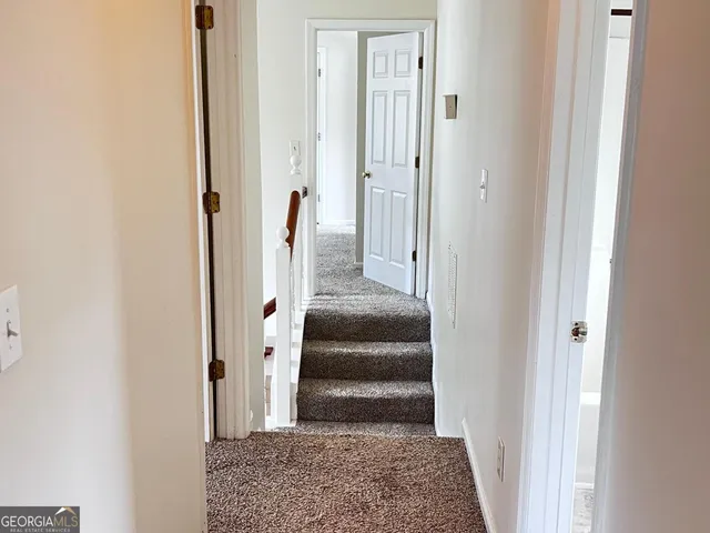 a view of a small space with a window