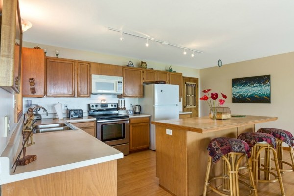 83-5366 Painted Church Road Captain Cook, HI 96704 - Photo 7 of 25 a kitchen with stainless steel appliances granite countertop a sink stove and refrigerator