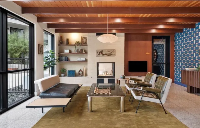 a group of chairs sitting in a room