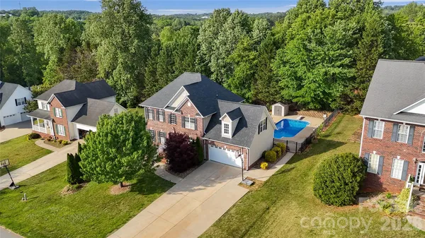 an aerial view of a house