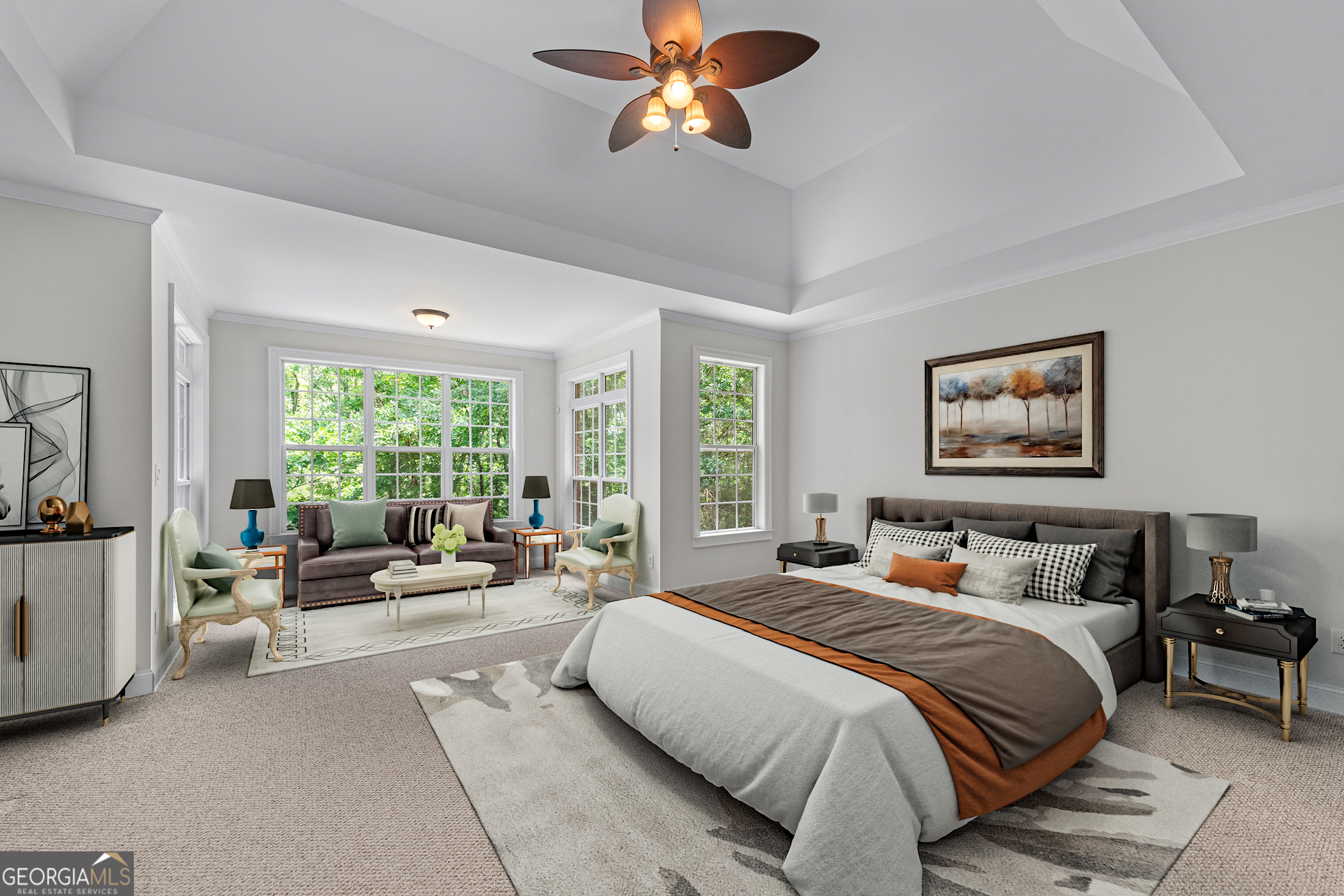 6020 Cochran Mill Road Chattahoochee Hills, GA 30213 - Photo 21 of 44 a bedroom with a bed couch and window