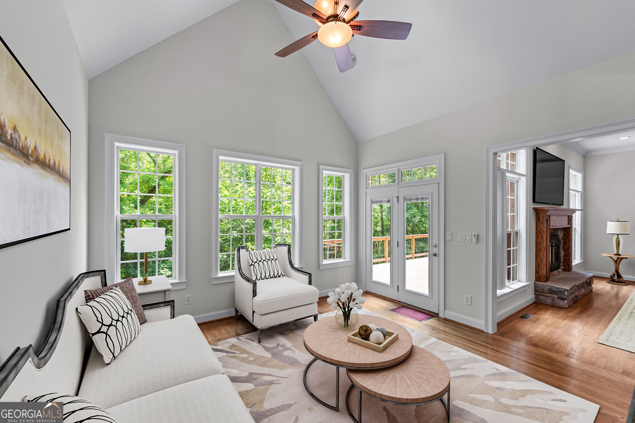 6020 Cochran Mill Road Chattahoochee Hills, GA 30213 - Photo 4 of 44 a living room with furniture and a large window