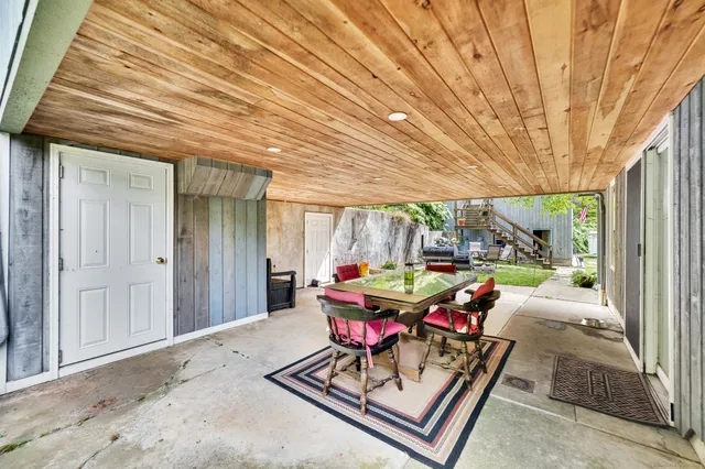 a outdoor space with furniture