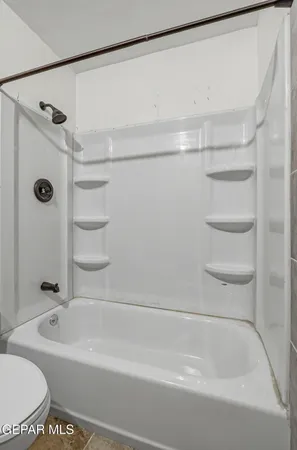 a bathroom with a shower and a bath tub