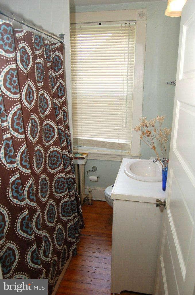 4616 Keswick Road Baltimore, MD 21210 - Photo 17 of 18 a bathroom with a sink toilet and next to a window