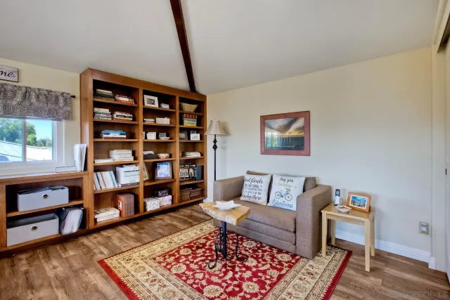 a building outdoor space with seating