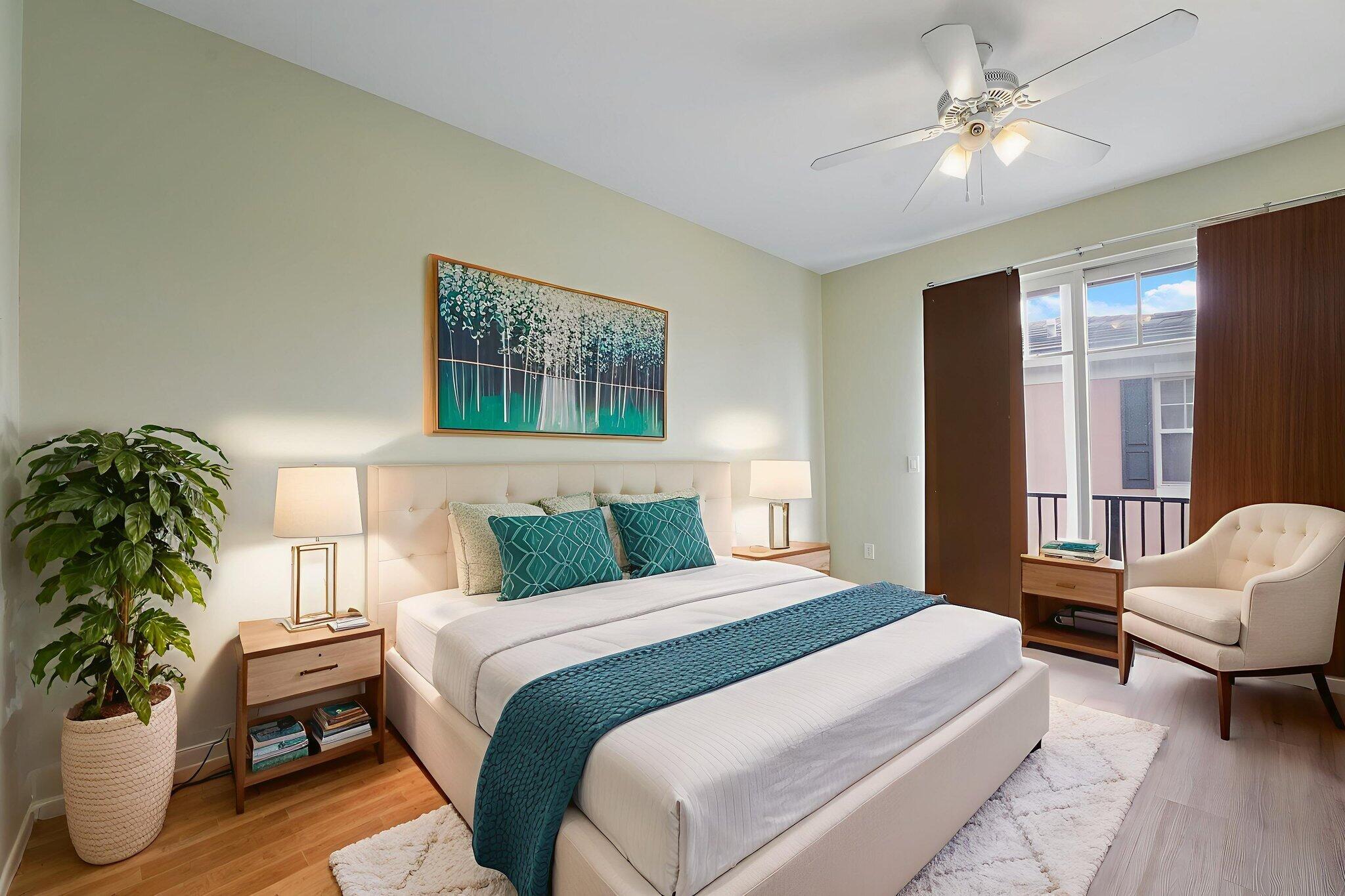 560 North West 39th Circle, Unit 560 Boca Raton, FL 33431 - Photo 26 of 32 a bedroom with a bed furniture potted plant and a window