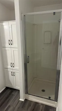 a bathroom with a bathtub