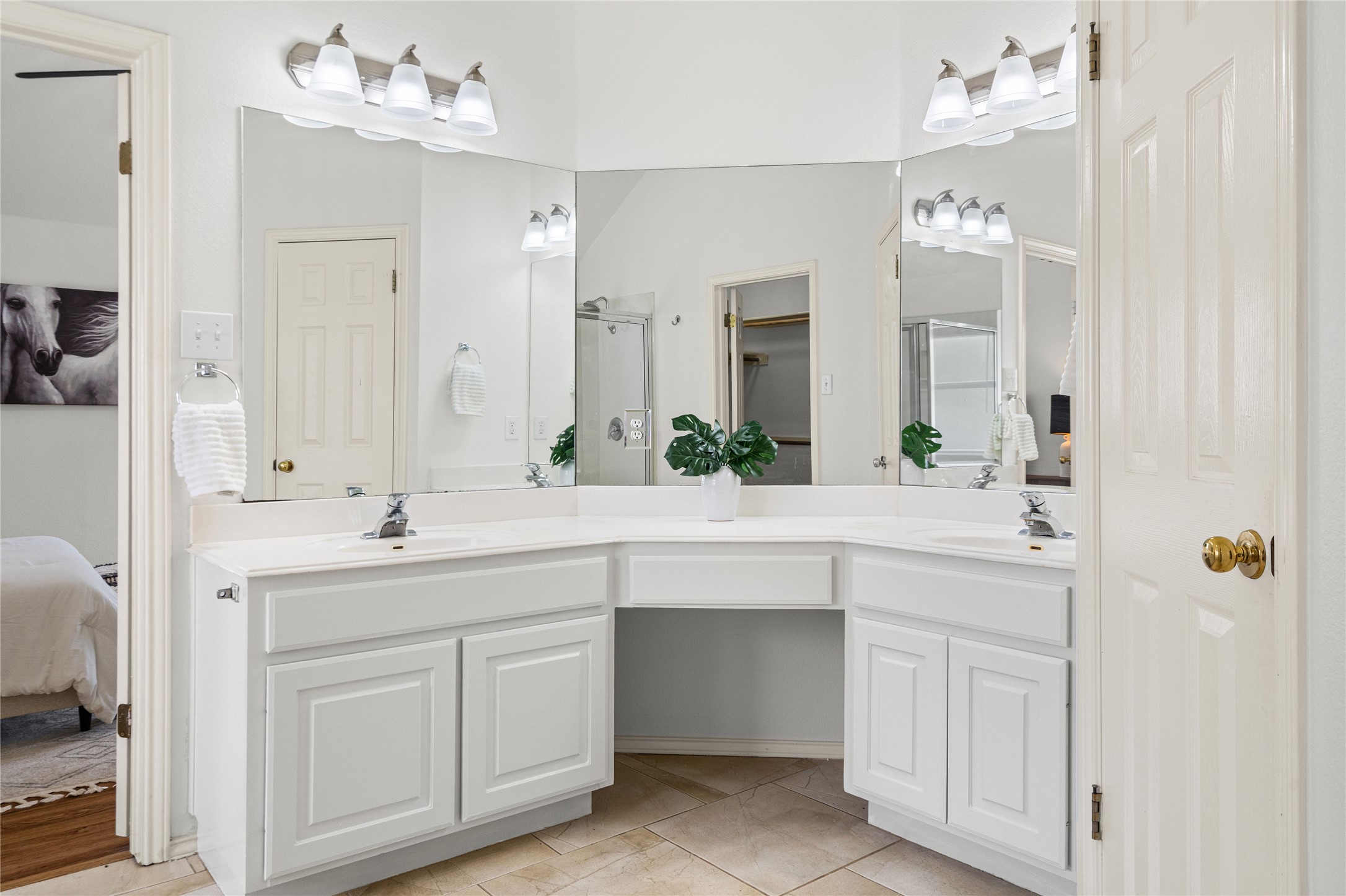 2920 Warwick Way Austin, TX 78748 - Photo 20 of 36 Spacious and bright primary bathroom with walk-in closet, dual vanities, garden tub, and separate shower