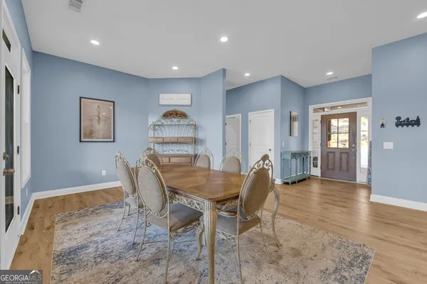a living room with furniture