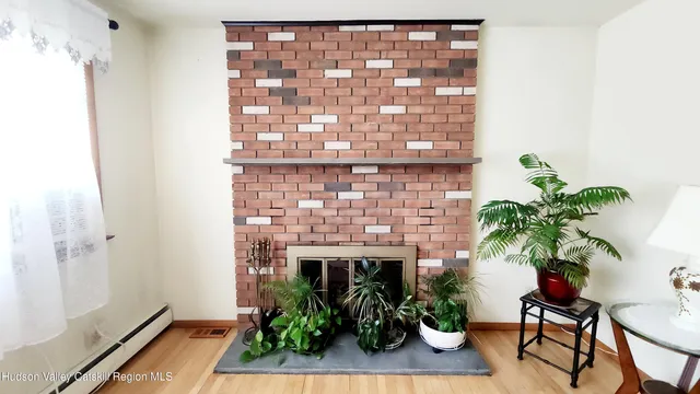 a potted plant sitting in front of a door