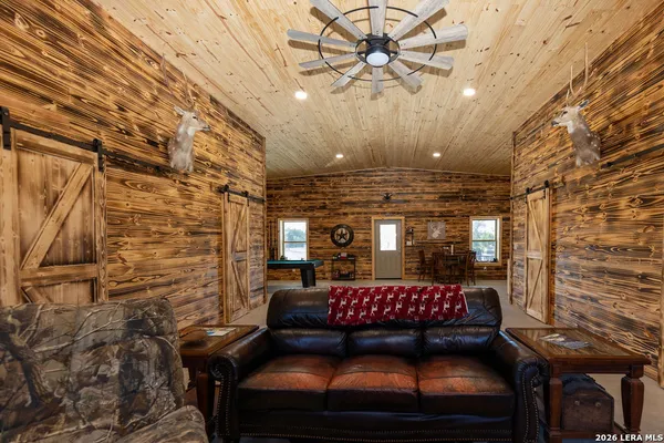 a living room with furniture