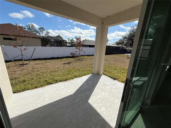 a view of a balcony from a window