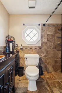 a bathroom with a toilet a sink and a shower