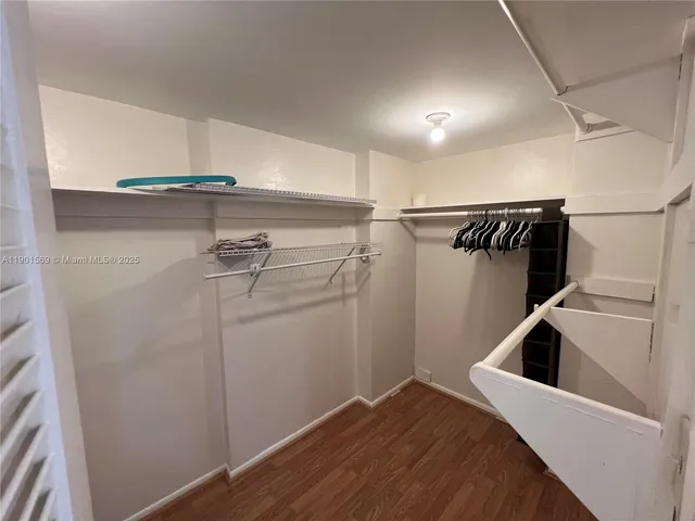 a view of a room with racks on the wall