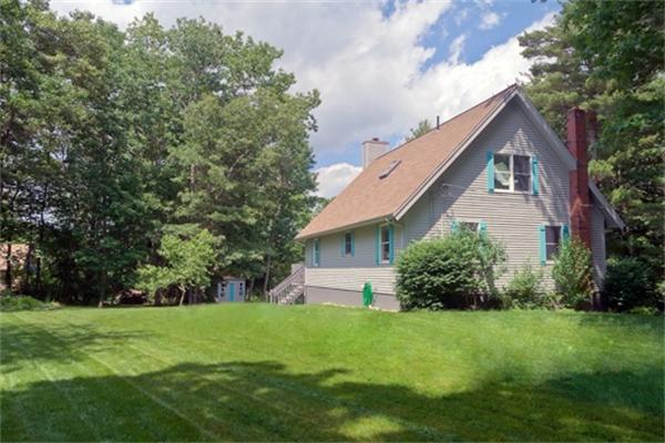 a front view of house with a garden