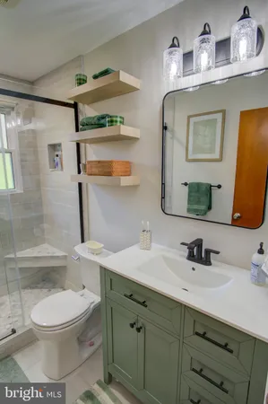 a bathroom with a toilet a sink and mirror