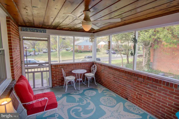 a view of a patio with a table