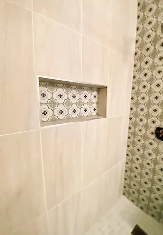 a view of a yard with large trees