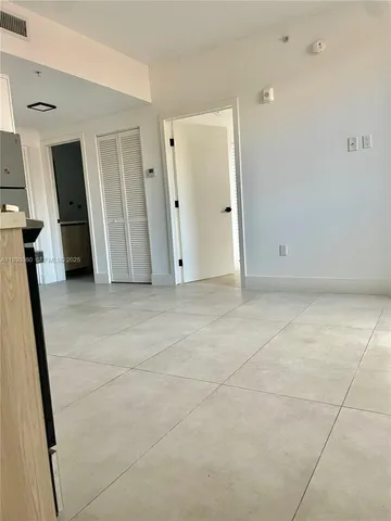 a view of a small space with a window