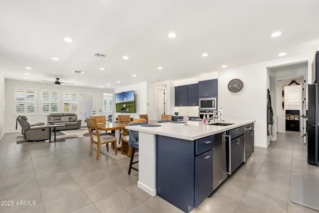 a kitchen with lots of counter top space