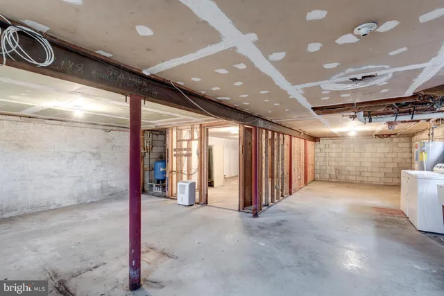 a view of a hall with stairs