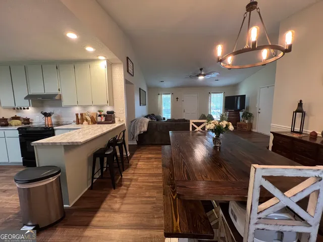 a large kitchen with lots of counter space