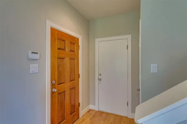 a view of a bathroom with a door