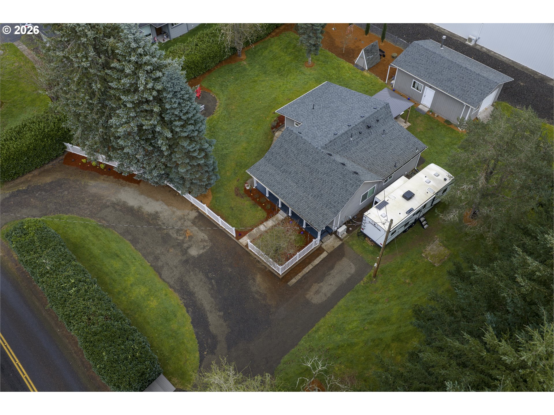 615 Northeast 257th Avenue Camas, WA 98607 - Photo 41 of 48 a aerial view of a house with garden space and street view