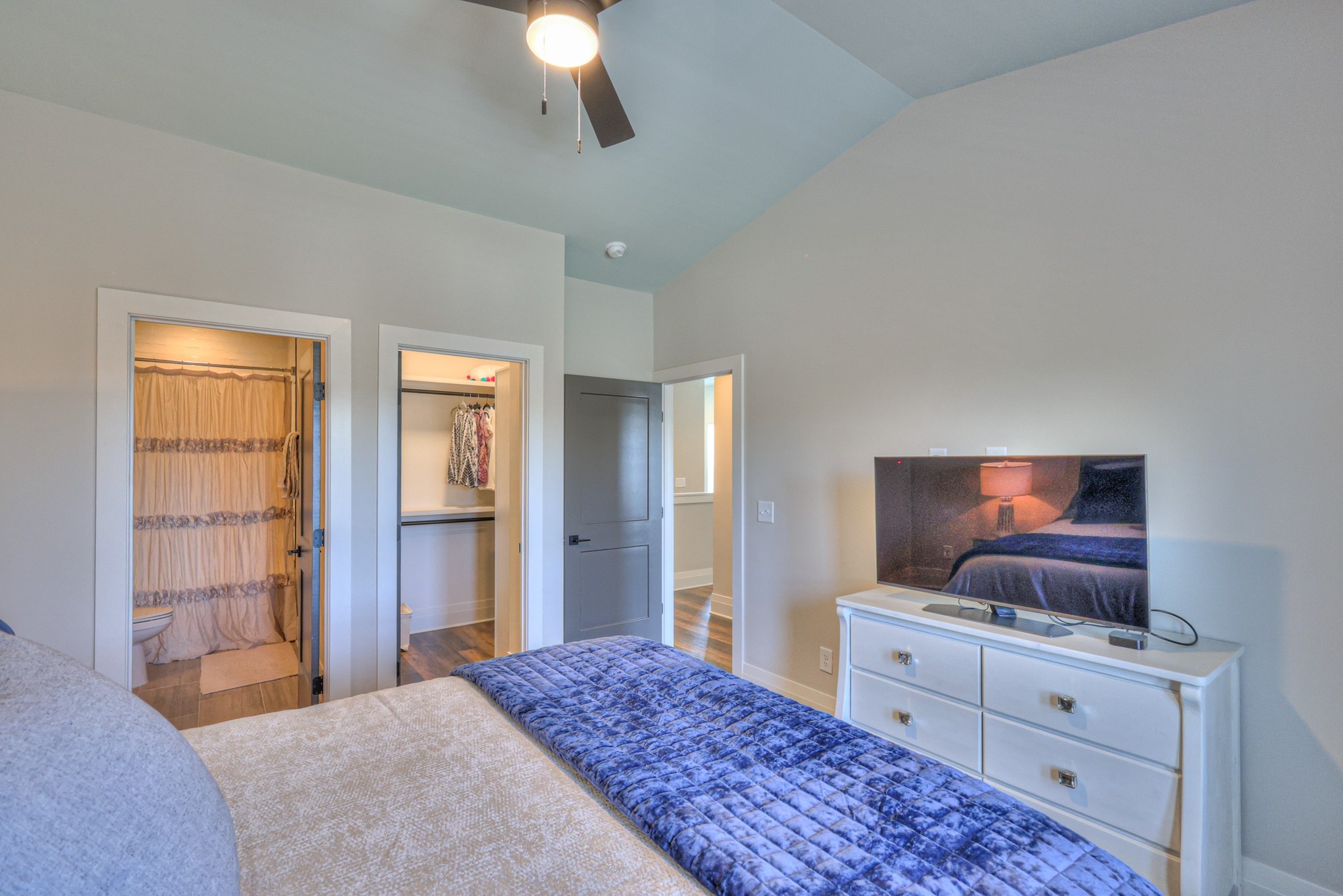 1108 Noble Loop Nashville, TN 37211 - Photo 29 of 45 a bedroom with a bed and a flat screen tv